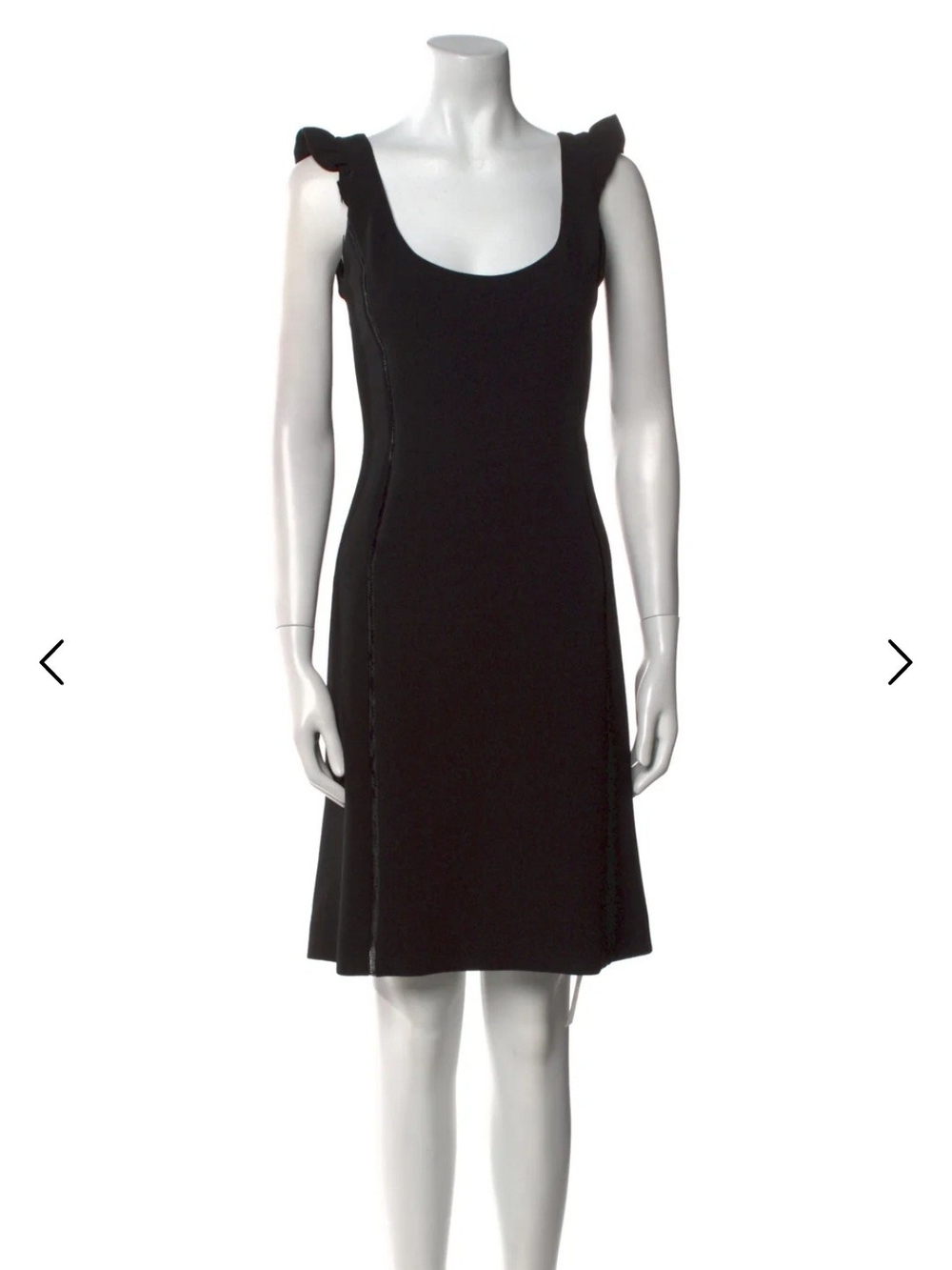 L'AGENCE Black Ruffle-Shoulder Scoop Neck Midi Dress